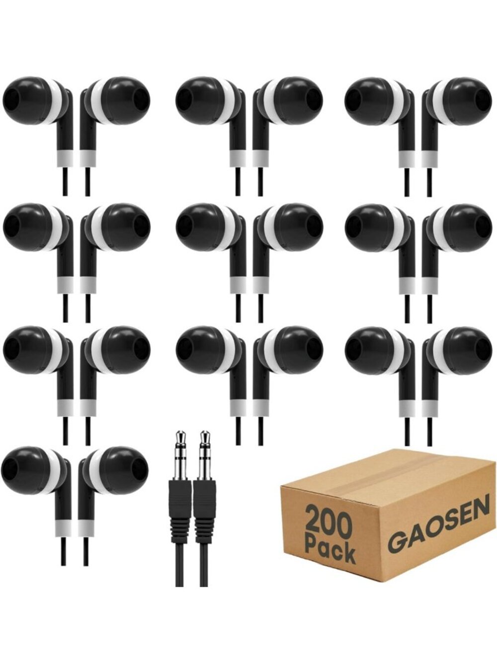 Bulk Kids Earbuds - 200 Pack Wired In-Ear Headphones for School & Classroom